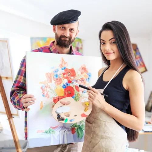 Vista 5 de Colorful Juego de pintura de acuarela para niños, tubos de pintura de acuarela de 12 colores con 6 pinceles, 1 paleta, fácil de mezclar