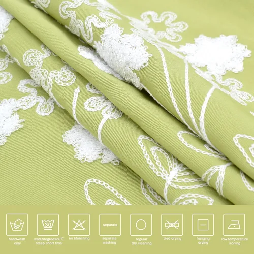 Vista 8 de Molaxhome Cenefas de ventana bordadas florales opacas con bolsillo para barra, cortinas para cocina, color verde, 29 pulgadas de ancho x 24 pulgadas