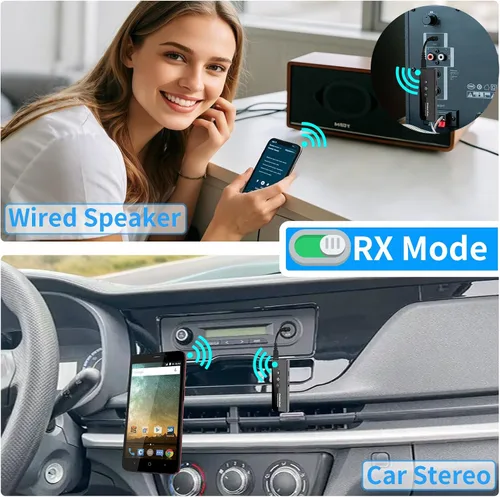 Vista 13 de Transmisor y receptor Bluetooth 5.4, adaptador de audio Bluetooth para avión, transmisor de audio inalámbrico para auriculares, viaje, vuelo, TV