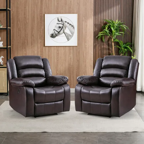 Vista 18 de EBELLO Silla reclinable eléctrica clásica, de piel sintética, de gran tamaño, con cojín suave y respaldo, sofá con cómodo sillón para sala de estar