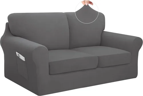 Vista 19 de Easy-Going - Funda elástica para sofá (7 piezas), tamaño XL, color negro Juego de funda de sofá lavable para 3 cojines de respaldo y asiento