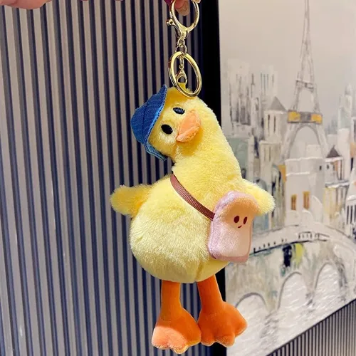 Vista 4 de BONICI Llavero creativo y divertido con cabeza inclinable, diseño de pato, para parejas, San Valentín, llavero de regalo