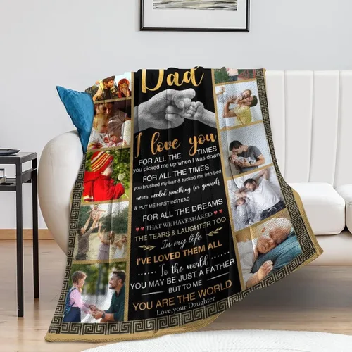 Vista 6 de Mantas personalizadas con fotos, manta para el día del padre: fabricada en Estados Unidos, mantas personalizadas con imágenes, manta personalizada