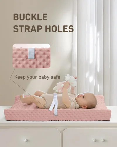 Vista 3 de Babebay Funda para cambiador, fundas de felpa ultra suaves de lunares minky para cambiadores para bebés, niños y niñas, transpirable, paquete de 2