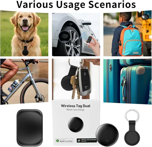 Vista 6 de Rastreador GPS para vehículos, funciona con Android e iOS, Apple Find My, sin tarifa mensual ni suscripción, dispositivo de seguimiento magnético