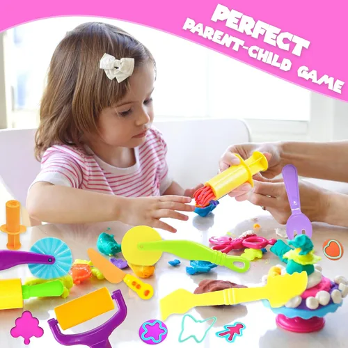 Vista 7 de Juego de herramientas de plastilina, 18 piezas de juegos de plastilina para niños de 4 a 8 años, accesorios creativos de plastilina con cortadores