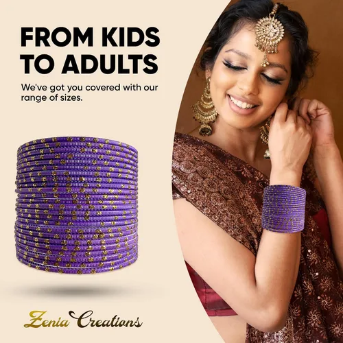Vista 3 de Zenia Creations - Juego de pulseras de metal de 24 piezas, joyería étnica india para bodas, fiestas y uso diario de moda, pulseras coloridas