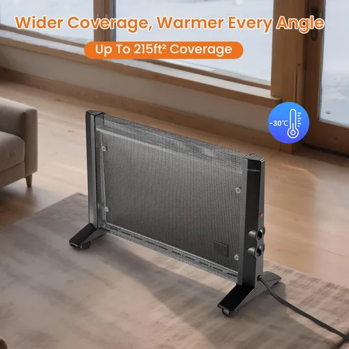 Vista 6 de Calentador de espacio para uso en interiores, habitación grande, calentador eléctrico infrarrojo de 1500 W para dormitorio, oficina, protección