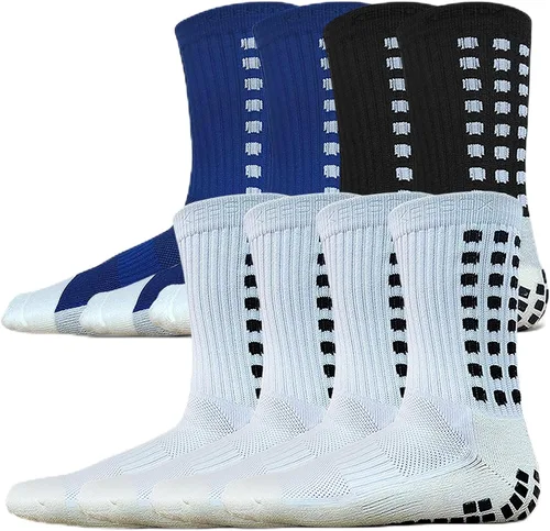 Vista 12 de Anti Slip Soccer Grip Socks, 117 Silicone Dots Non Skid Football Socks 2 negro+2 blancos.