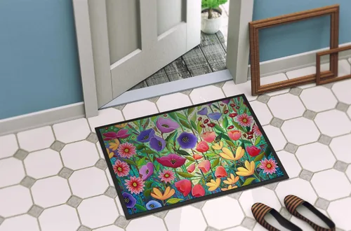 Vista 4 de Caroline's Treasures PPD3013JMAT - Felpudo de 24 x 36 pulgadas, diseño de flores de jardín encantado, para interiores y exteriores, para entrada