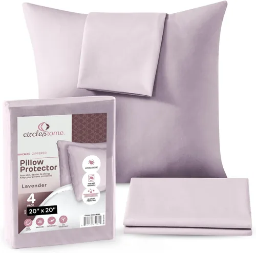 Vista 43 de CIRCLESHOME Protectores de almohada europeos – Fundas de almohada 100% algodón transpirable – Fundas de almohada cuadradas de 26 x 26 pulgadas