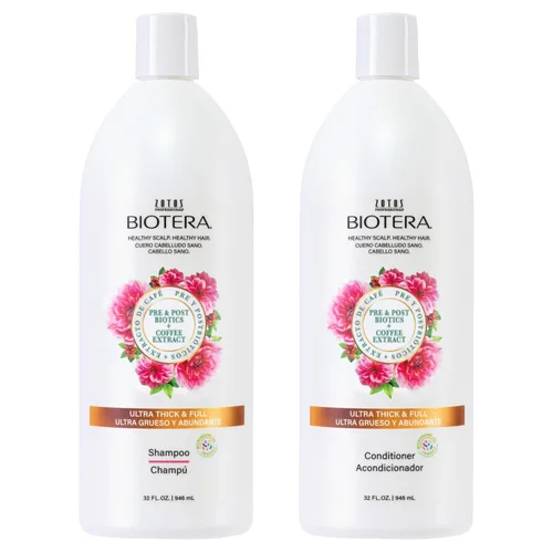 Vista 9 de Biotera Ultra Thick & Full Volumizing Shampoo & Conditioner Set for Fine, Limp Hair - Adds Volume & Fullness with Coconut & Coffee Extract, Enhances