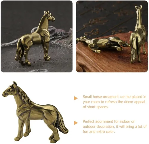 Vista 9 de Estatua china de Feng Shui de latón para decoración de caballos, escultura de caballo antigua para escultura de animales, coleccionables, decoración