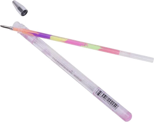Vista 4 de Paquete de 12 bolígrafos de gel de tinta multicolor 6 en 1 de 0.031 pulgadas, bola rodante, suministros escolares de oficina, bolígrafo, repuestos