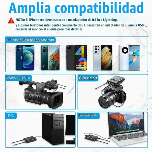 Vista 3 de FULAIM WM500 UHF - Sistema de micrófono inalámbrico Lavalier, micrófono de solapa de 16 canales con transmisor recargable y receptor para grabar