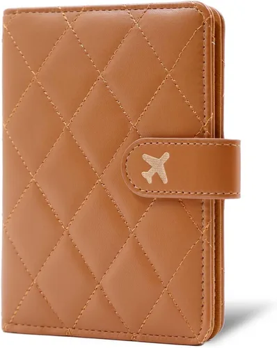Vista 39 de Melsbrinna Funda de cuero prémium para pasaporte, impermeable, con bloqueo RFID, cartera de viaje con soporte para bolígrafo, bonito libro