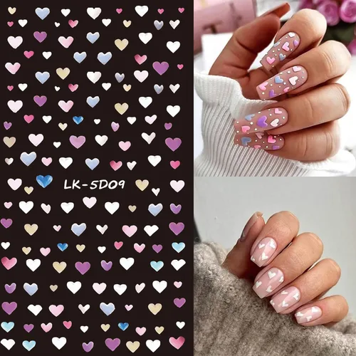 Vista 4 de Calcomanías de arte de uñas de flores 5D en relieve colorido diseño de margaritas calcomanías de uñas autoadhesivas suministros de arte de uñas