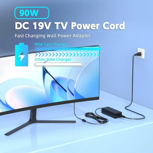 Vista 4 de Cable de alimentación de 90 W 19 V compatible con Westinghouse TV 24 32 40 42 46 pulgadas UW40TA2W UW40T8LW LED TV UW32SC1W UW32S3PW UW40TC1W