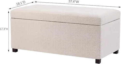 Vista 2 de Banco otomano de almacenamiento de 37.5" para sala de estar Otomana tapizada de tela con almacenamiento para dormitorio, banco de almacenamiento
