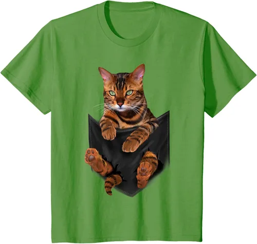 Vista 84 de Camiseta de bolsillo con estampado de tigre y gato Negro