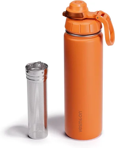 Vista 7 de Vesmoon Vessence Botella de infusión de té de acero inoxidable de 24 oz para té de hojas sueltas, agua, hierbas, frutas - Botella aislada de triple