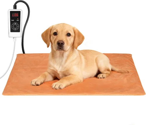 Vista 9 de RIOGOO Almohadilla térmica para mascotas, almohadilla térmica eléctrica para perros y gatos con temporizador, manta térmica para perros con 6 Azul
