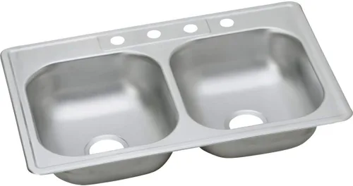 Vista 19 de Dayton D233221 Equal - Fregadero de acero inoxidable con doble tazón, 33 x 22 x 6.5 pulgadas