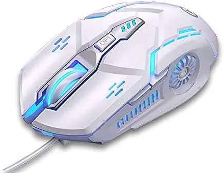 Vista 2 de Mouse para juegos con cable, mouse USB para computadora para juegos y uso diario, retroiluminación Chroma RGB, 4 DPI ajustables de hasta 3200 DPI