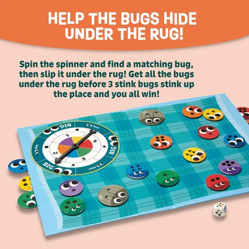 Vista 3 de Juego Peaceable Kingdom Snug as a Bug in a Rug, juego de tapete para niños, ganador de premios para nivel preescolar