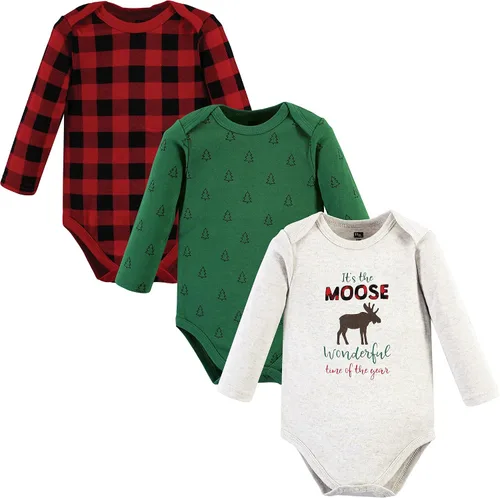 Vista 26 de Hudson Baby Body unisex de algodón de manga larga para bebé, leopardo rosa rojo