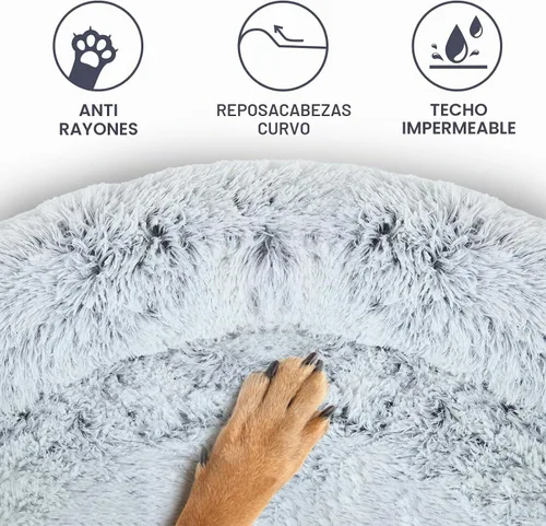 Vista 3 de Lujoso Protector de Sofá para Perros con Cama de Espuma Viscoelástica, Funda de Sofá de Felpa Esponjosa Extraíble y Lavable para Perros, Sofás Cama