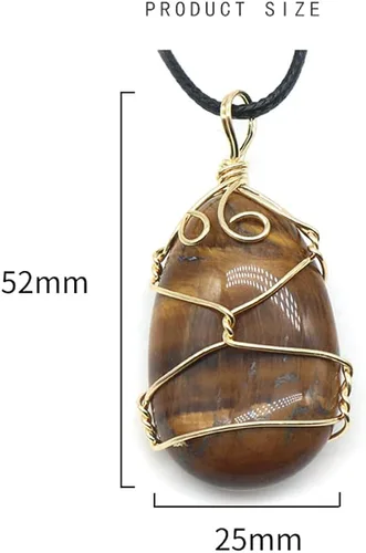 Vista 3 de LHJ Collar de piedra natural 4 piezas con forma de gota de agua mezcla de energía alambre de cristal dijes para mujer regalo de joyería no conocido