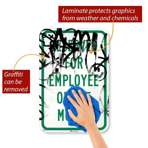 Vista 2 de SmartSign - Letrero de estacionamiento con texto en inglés "Reserved for Employee of the Month", 12 x 18 pulgadas, aluminio reflectante de grado
