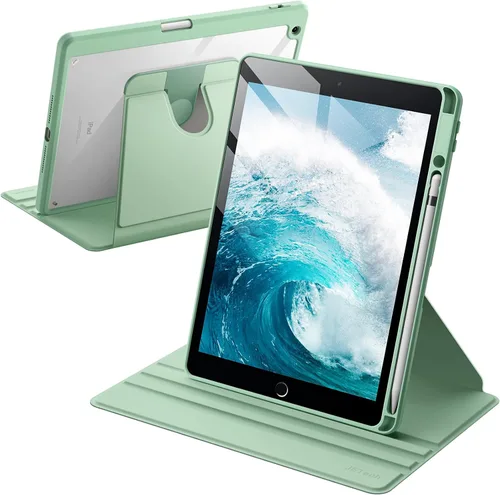Vista 8 de JETech Funda giratoria para iPad 9/8/7 (10.2 pulgadas, modelo 2021/2020/2019, 9ª/8ª/7ª generación) con soporte para lápiz, rotación de 360 grados