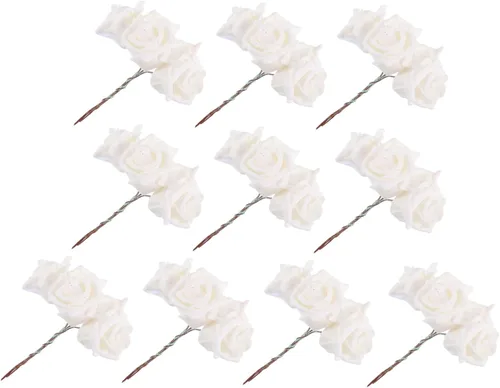 Vista 11 de Zerodeko Rosas rosas artificiales a granel paquete de 50 cabezas de flores PE material boda decoración del hogar Dorado