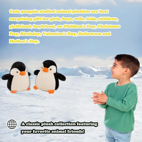 Vista 2 de Peluche de pingüino gigante de 15.7 pulgadas, adorable gordito Regalos suaves para niños y niñas