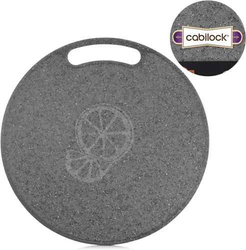 Vista 8 de Cabilock Tabla de cortar redonda de mármol de imitación de 12.20 pulgadas, bloque de cortar de plástico, tabla de cortar frutas y verduras