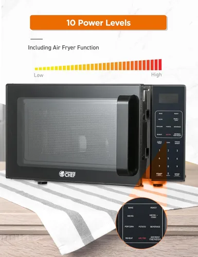 Vista 3 de Comercial Chef 5 en 1 Microondas de Encimera con Freidora de Aire Combo, Capacidad de 0.9 pies cúbicos, Microondas con Freidora de Aire, Horno