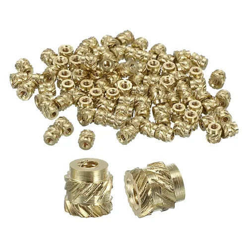 Vista 50 de uxcell Tuercas de inserción moleteadas, 100 piezas M1 x 1.5mm L x 2mm DE 3D Impresión de latón Tuercas de inserción roscadas hembras Insertos