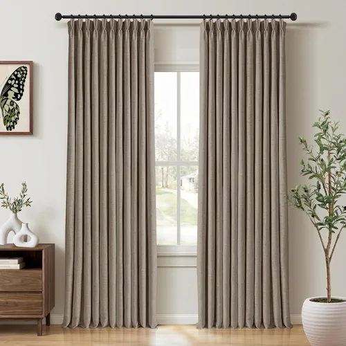Vista 25 de CAPALOCA Cortinas extra de 60 pulgadas de ancho 100% opacas de 96 pulgadas Desnudo Natural