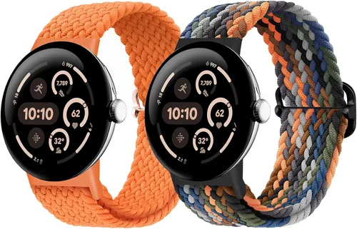 Vista 40 de Correas trenzadas Solo Loop compatibles con Google Pixel Watch 4, 3, 2, 1 de 1.61 pulgadas/1.77 pulgadas, correas elásticas ajustables de nailon