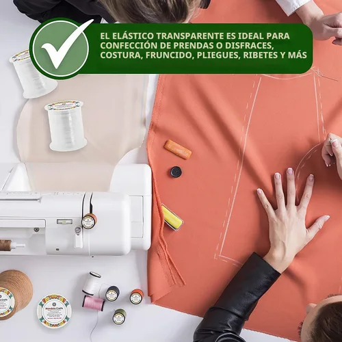 Vista 7 de Mandala Crafts Banda elástica transparente ligera de 1/2" para coser