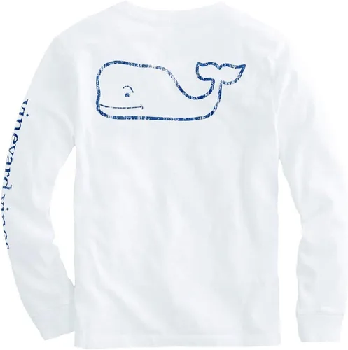Vista 2 de vineyard vines Kids' Long Sleeve Vintage Whale Pocket T-Shirt
