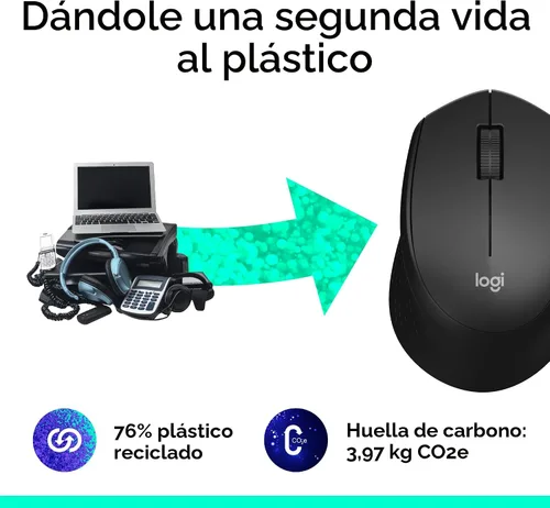 Vista 5 de Logitech M330 Silent Plus, mouse inalámbrico grande, color negro, Negro