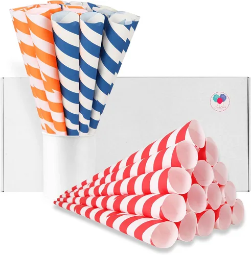 Vista 9 de Conos de algodón de azúcar, paquete de 30 unidades pastel para bebé, conos de papel multicolor de Candy Park para máquinas de algodón de azúcar