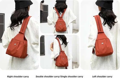 Vista 6 de 2025 Premium 3 en 1 bolsa de viaje antirrobo, mochila de tela Oxford impermeable de 2 vías, bolsa de mano para mujer, Negro, Tamaño único, Moda