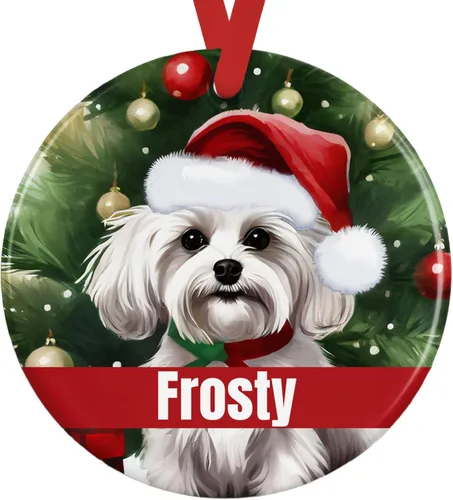 Vista 12 de Personalized Fawn Pug Ceramic Christmas Ornament, 3-Inch
