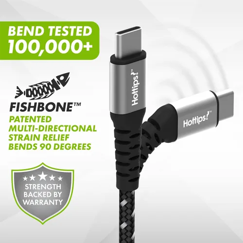 Vista 2 de Hottips! Cable USB C de 4 pies, paquete de 2 cables de carga rápida tipo C de fibra de aramida trenzada duradera 3A, compatible con Android, Samsung