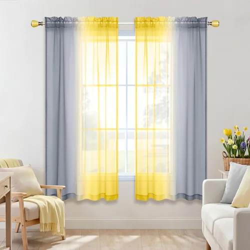 Vista 13 de KOUFALL - Cortinas cortas transparentes de 45 pulgadas de largo para decoración de baño, juego de 2 paneles con bolsillo para barra, cortinas
