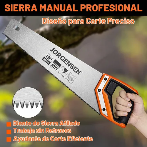 Vista 5 de JORGENSEN Sierra de mano profesional de 15 pulgadas, mango de aluminio